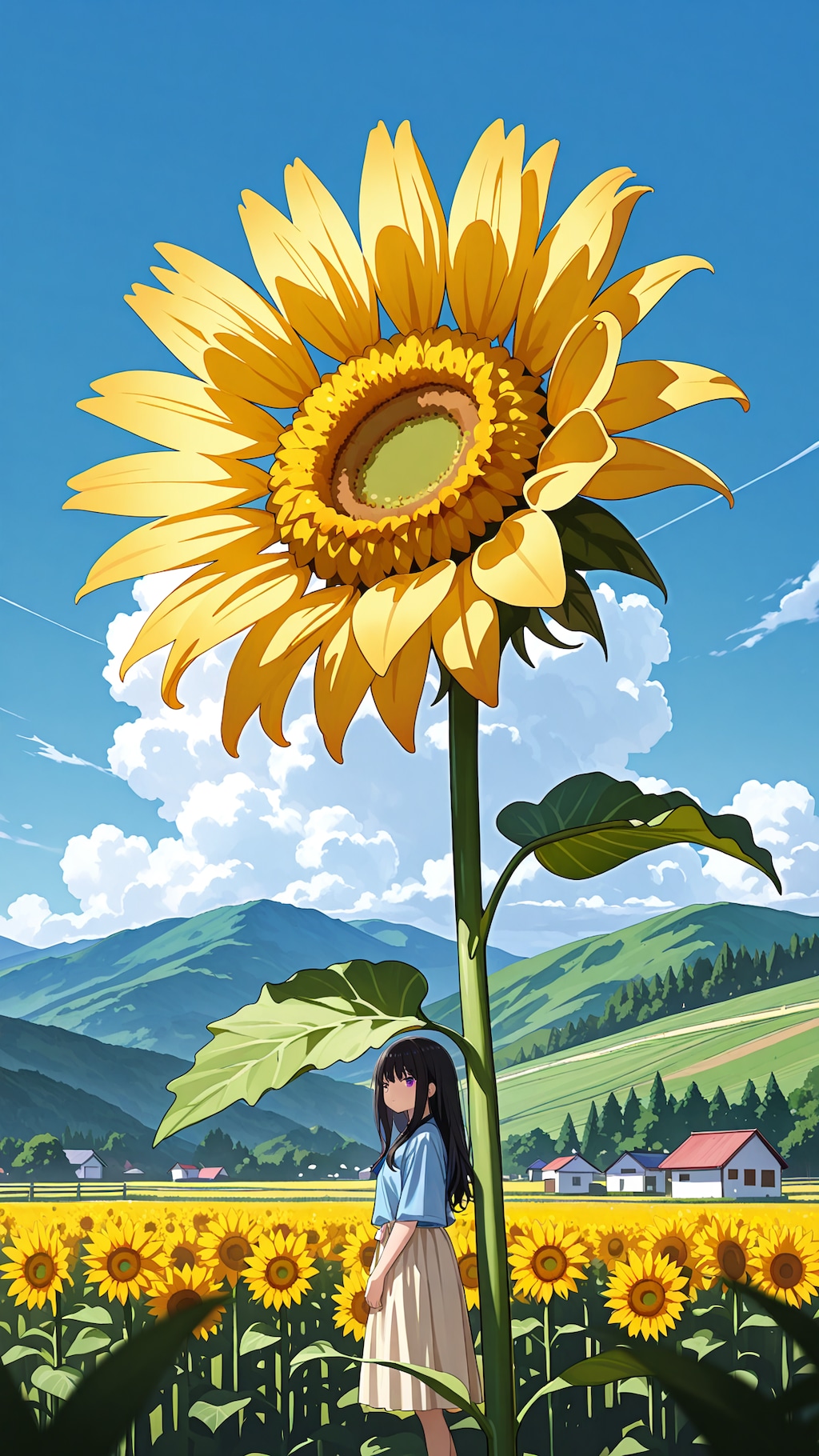 夏の向日葵畑