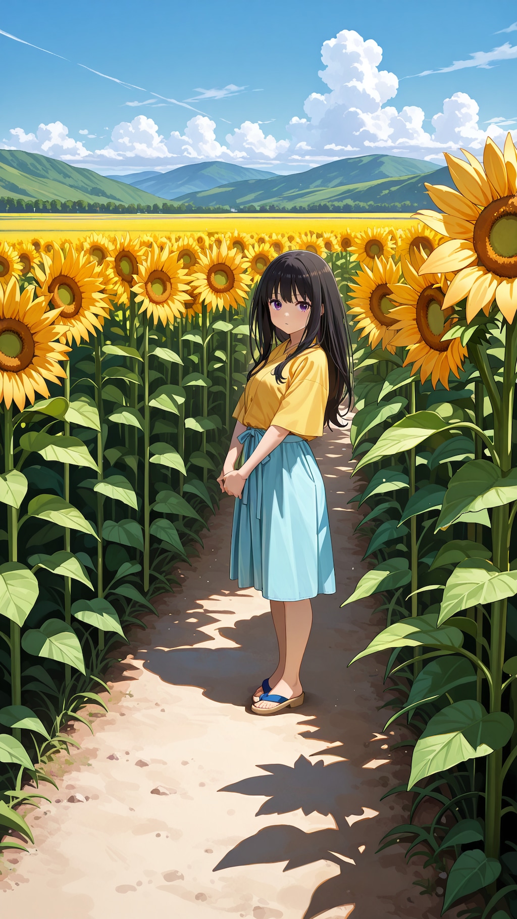 夏の向日葵畑