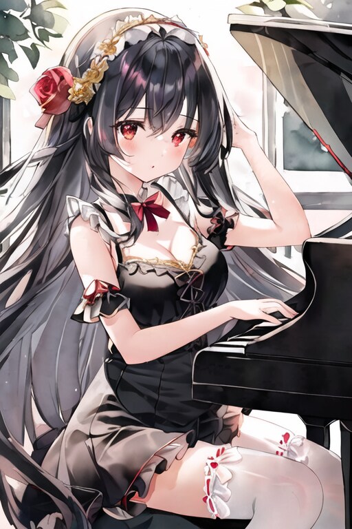 ピアノを弾くお嬢様
