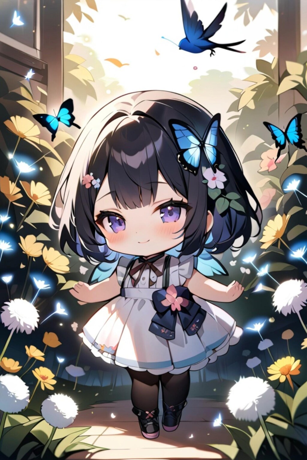 黒髪ちゃんとお花畑