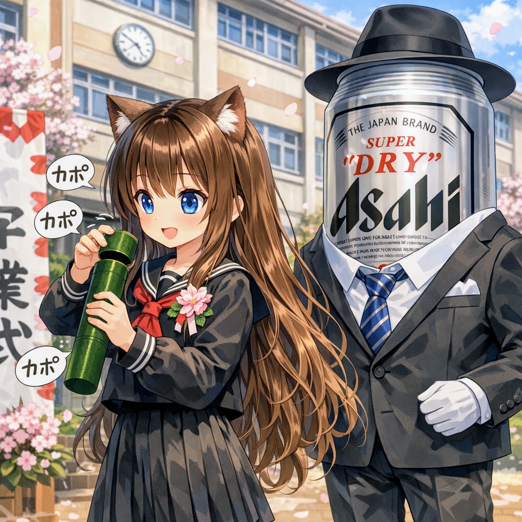 卒業証書の筒をカポカポしてる小さな女の子