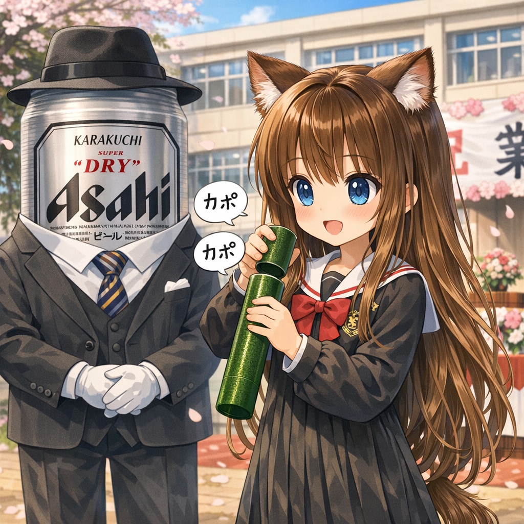 卒業証書の筒をカポカポしてる小さな女の子