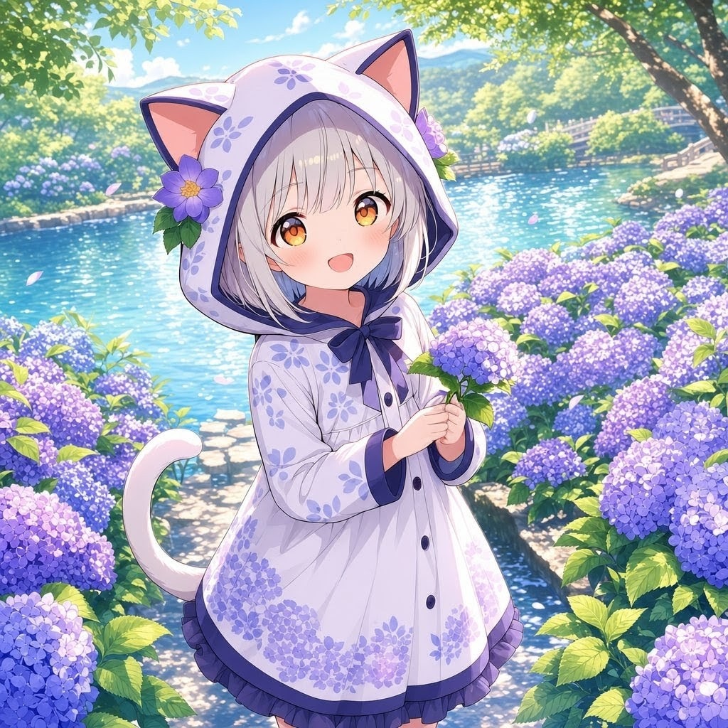 紫陽花とフロル