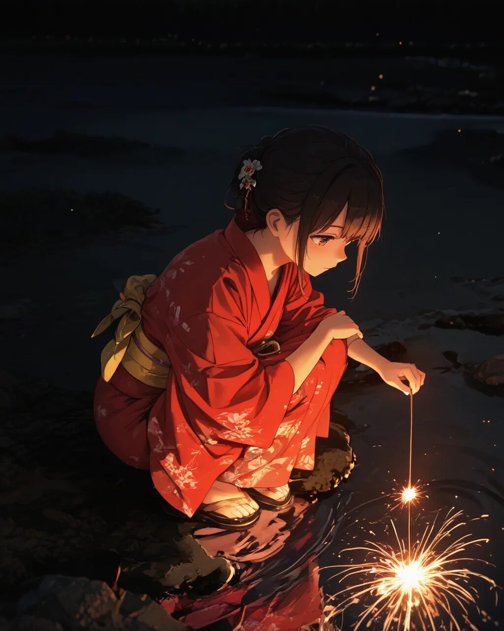 線香花火 | の人気AIイラスト・グラビア