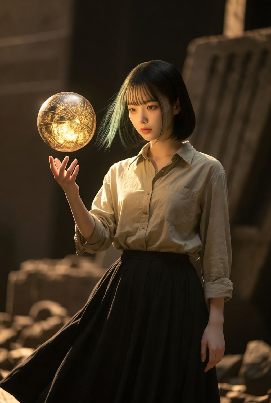 遺跡で何か金の玉拾った