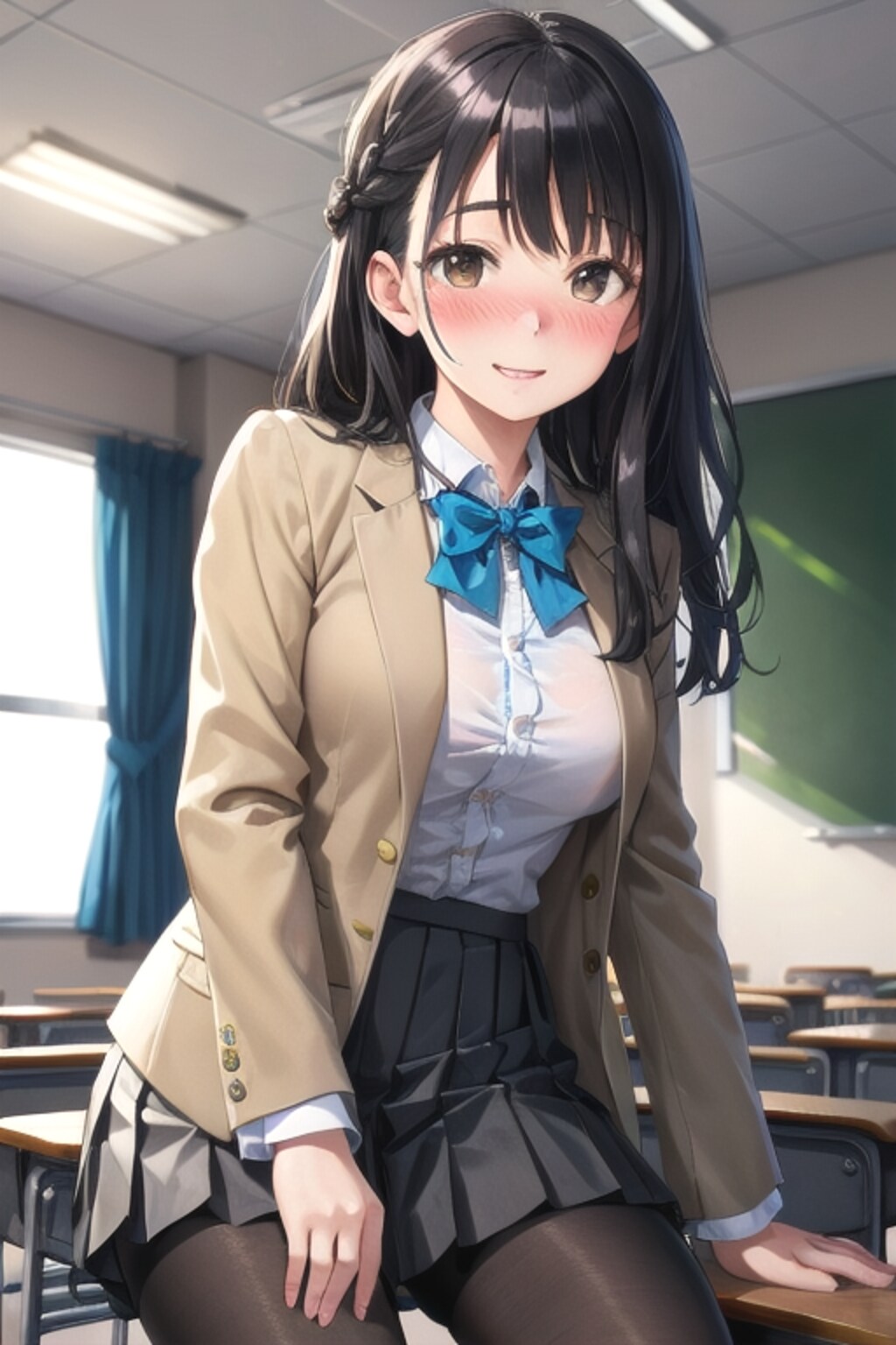 美脚な生徒会長① 学校生活編