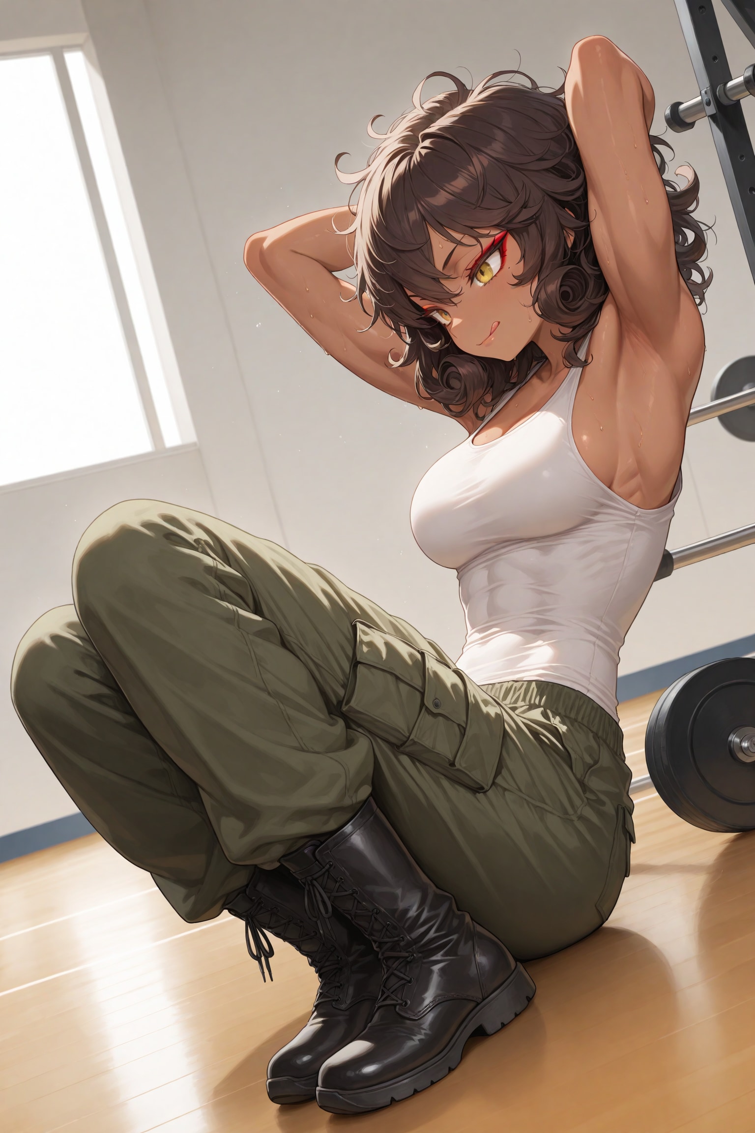 筋トレ中のエバさん