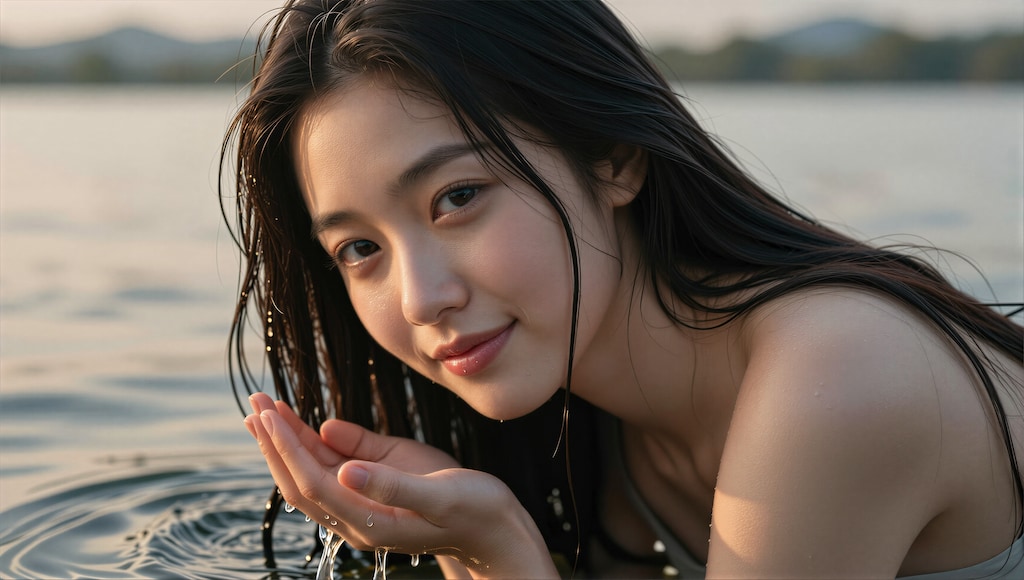 髪を洗う女性