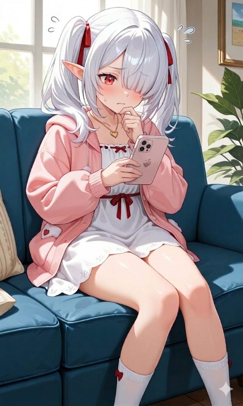 初めてスマートフォンを触るシロネさん