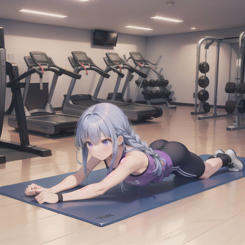 紫髪ロングで筋トレの少女４