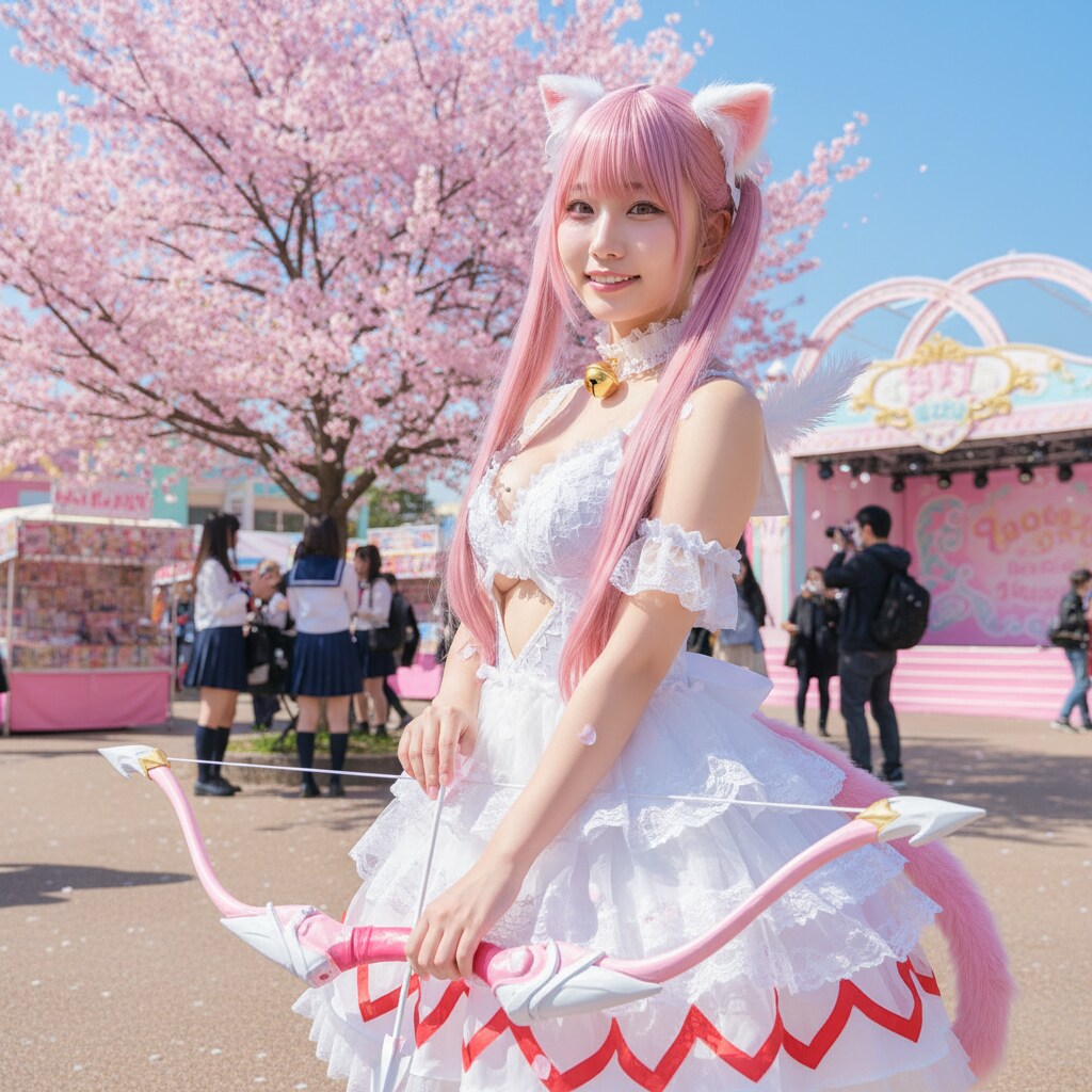 ももツイにゃん。桜。魔法少女