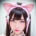 【没】ピンクの猫耳メイド服の女の子 10枚目