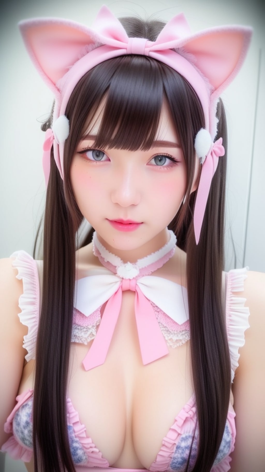 【没】ピンクの猫耳メイド服の女の子
