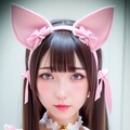 【没】ピンクの猫耳メイド服の女の子 4枚目