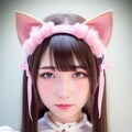 【没】ピンクの猫耳メイド服の女の子 2枚目