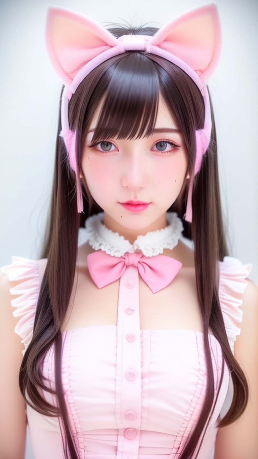 【没】ピンクの猫耳メイド服の女の子