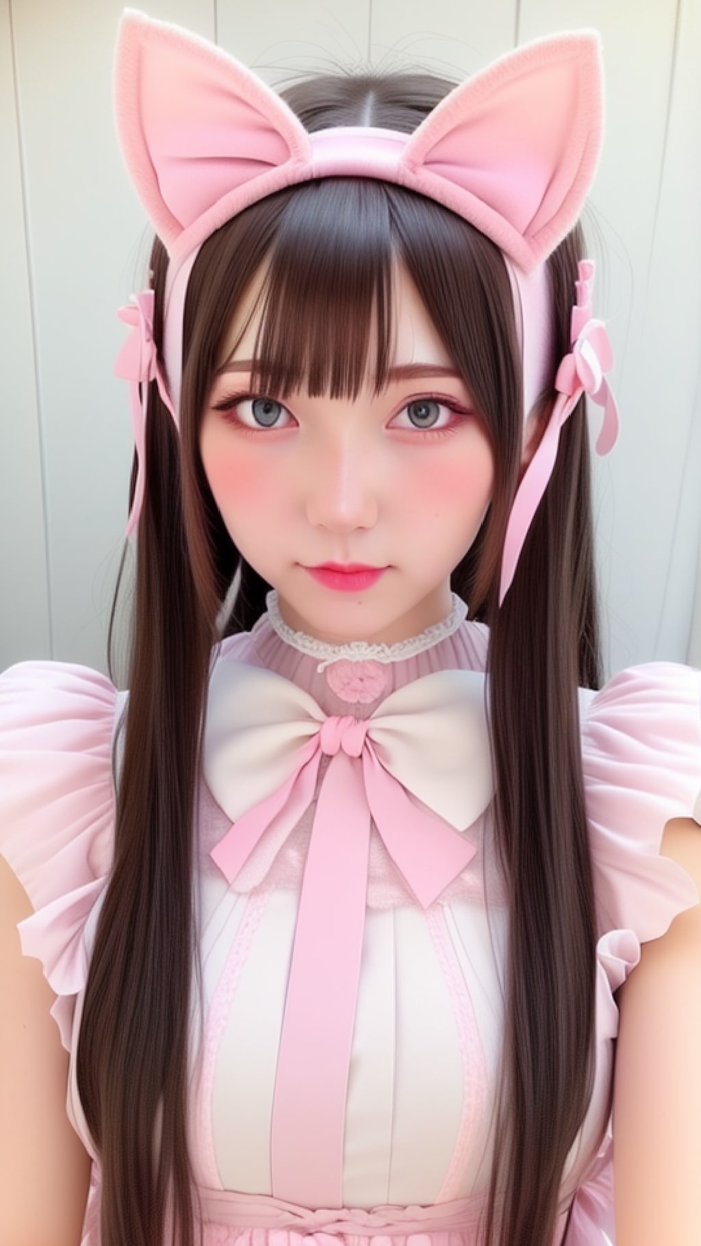【没】ピンクの猫耳メイド服の女の子