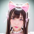 【没】ピンクの猫耳メイド服の女の子 8枚目