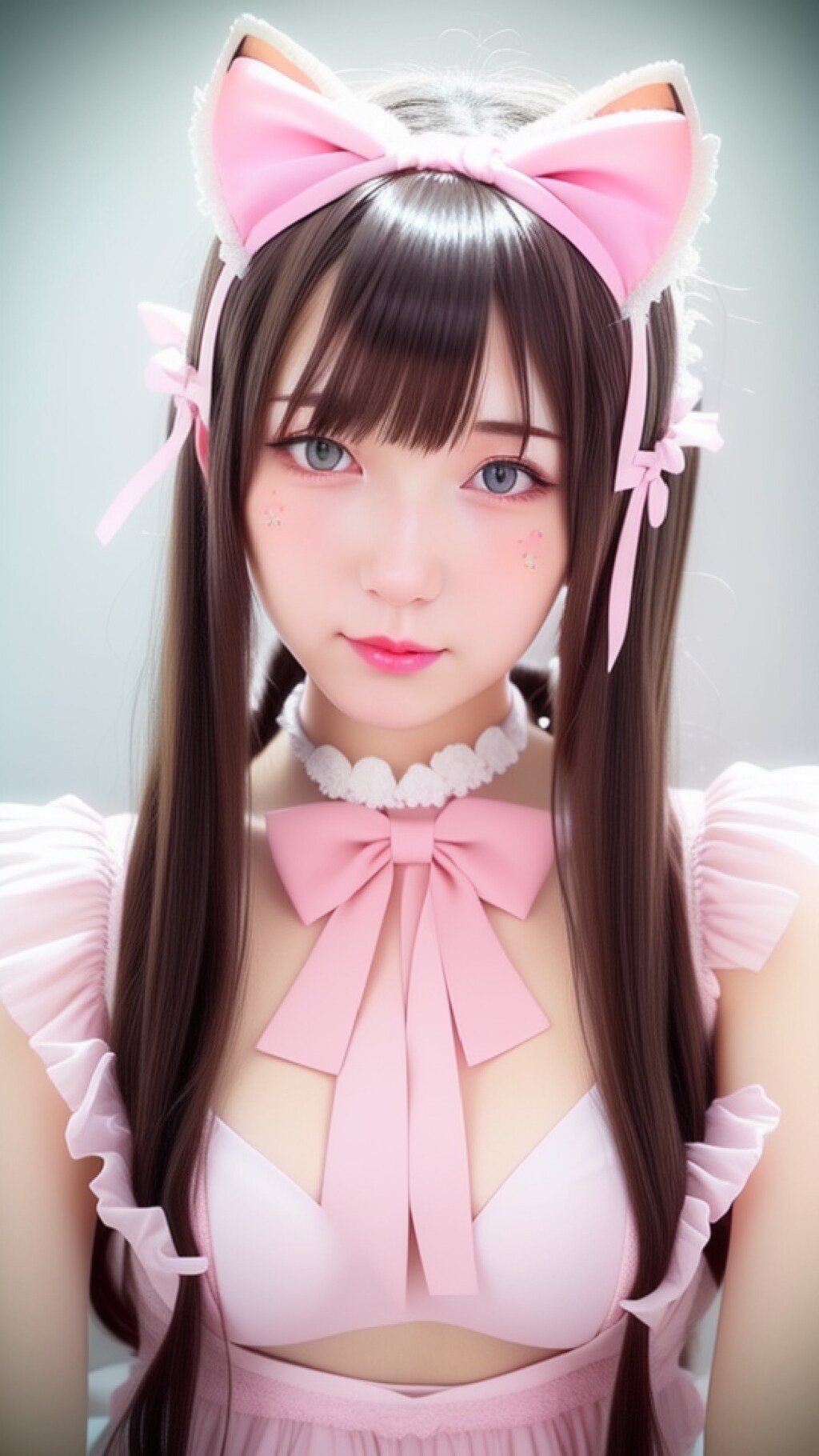 【没】ピンクの猫耳メイド服の女の子