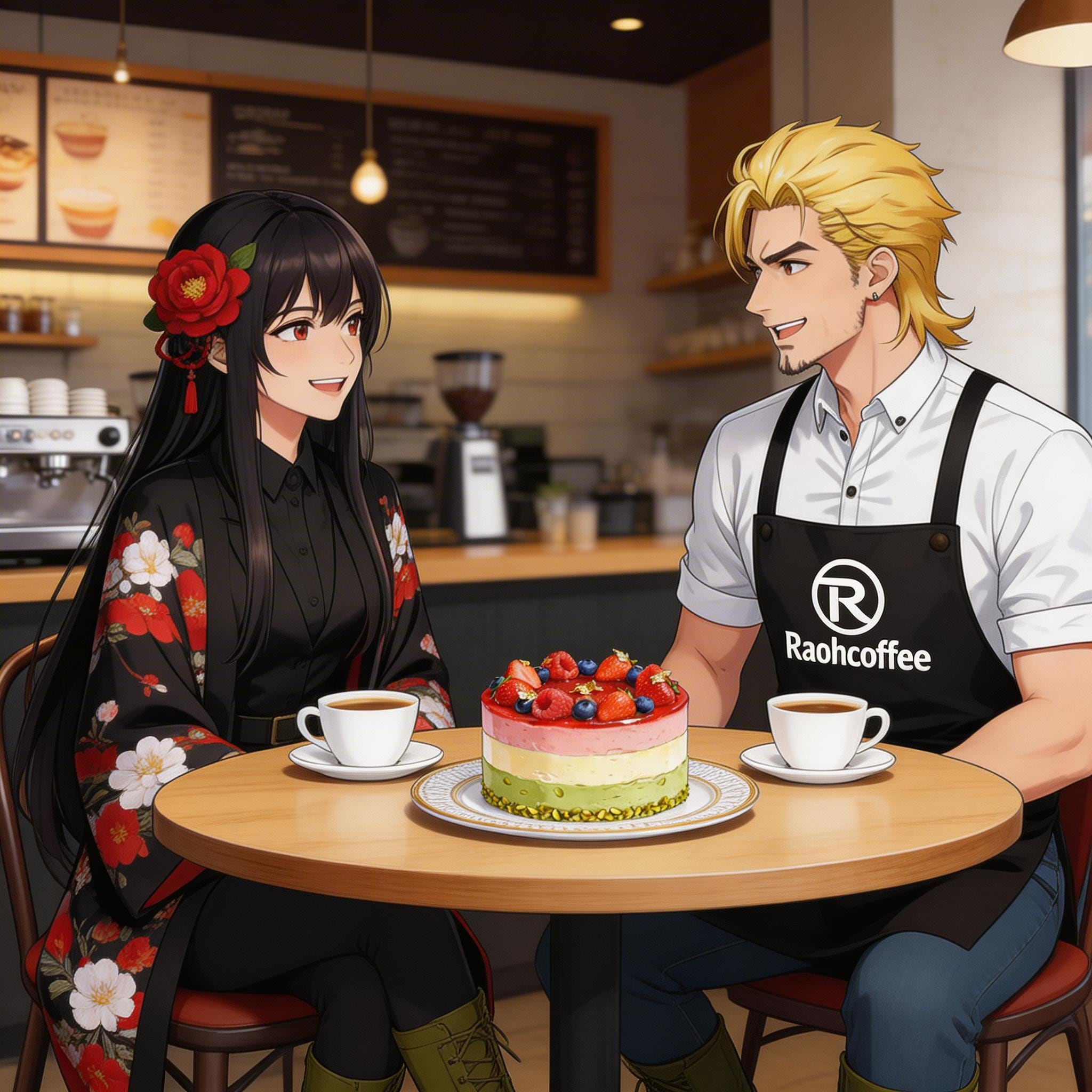 カフェで店長とツバキ | の人気AIイラスト・グラビア