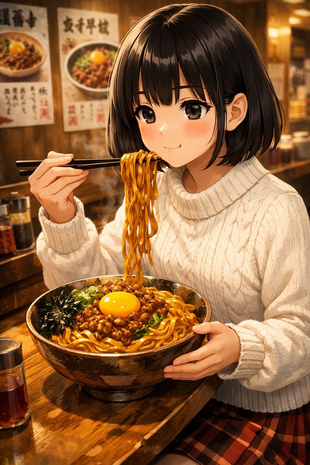 まぜそばを食べている女の子 | の人気AIイラスト・グラビア