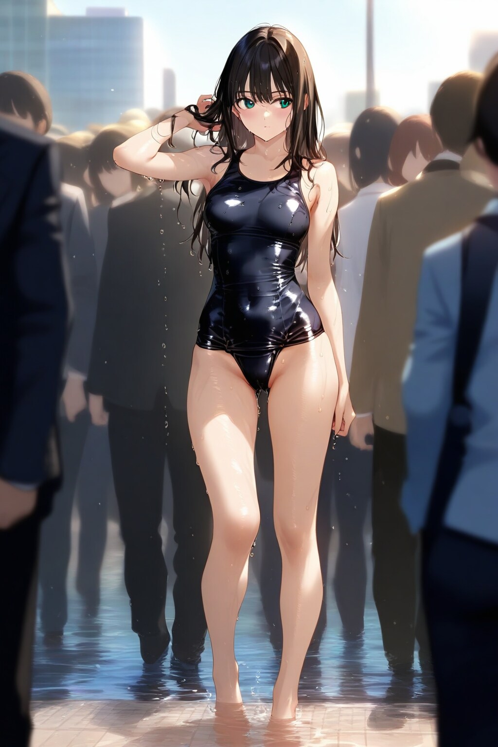 水着で街に立ってみた。