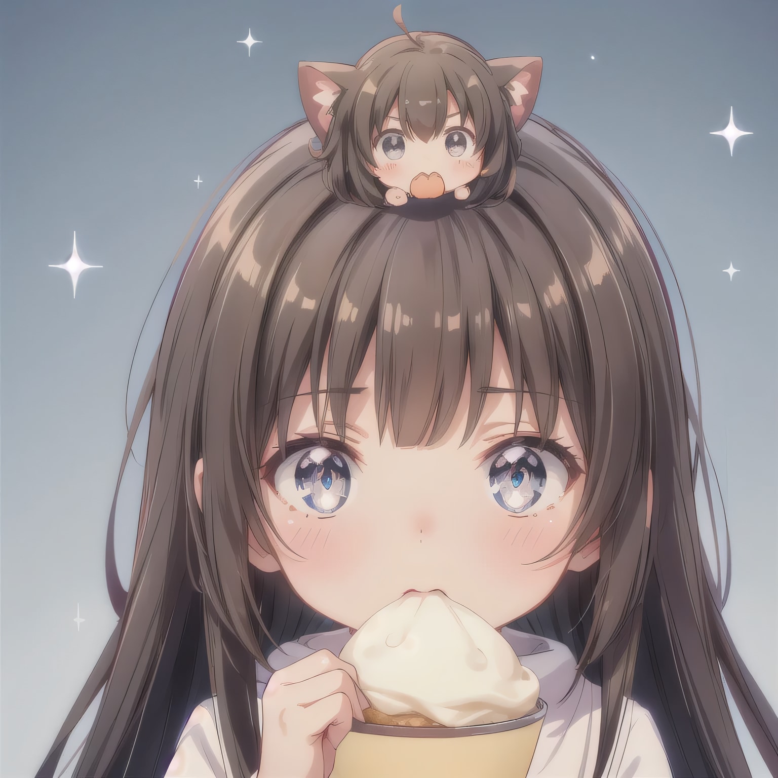 黒髪ロングのミニキャラ２５ | の人気AIイラスト・グラビア