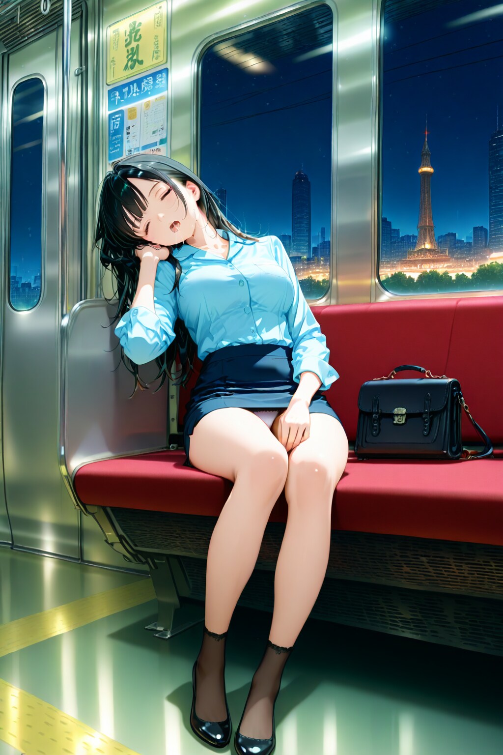 仕事帰り、電車で居眠り
