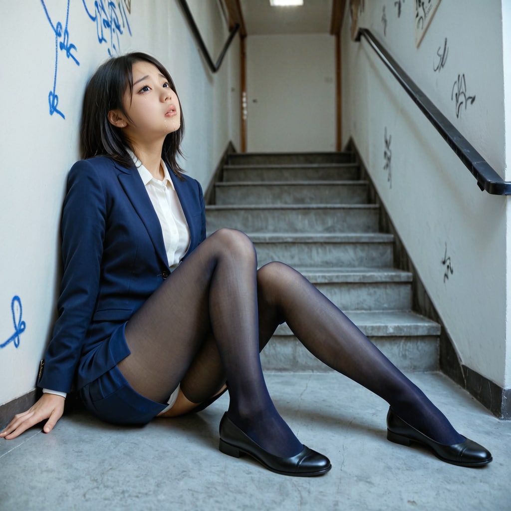 ヤンキーに追い詰められ後ずさる新人教師