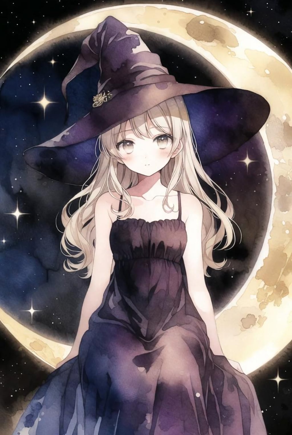 三日月に魔女っ子