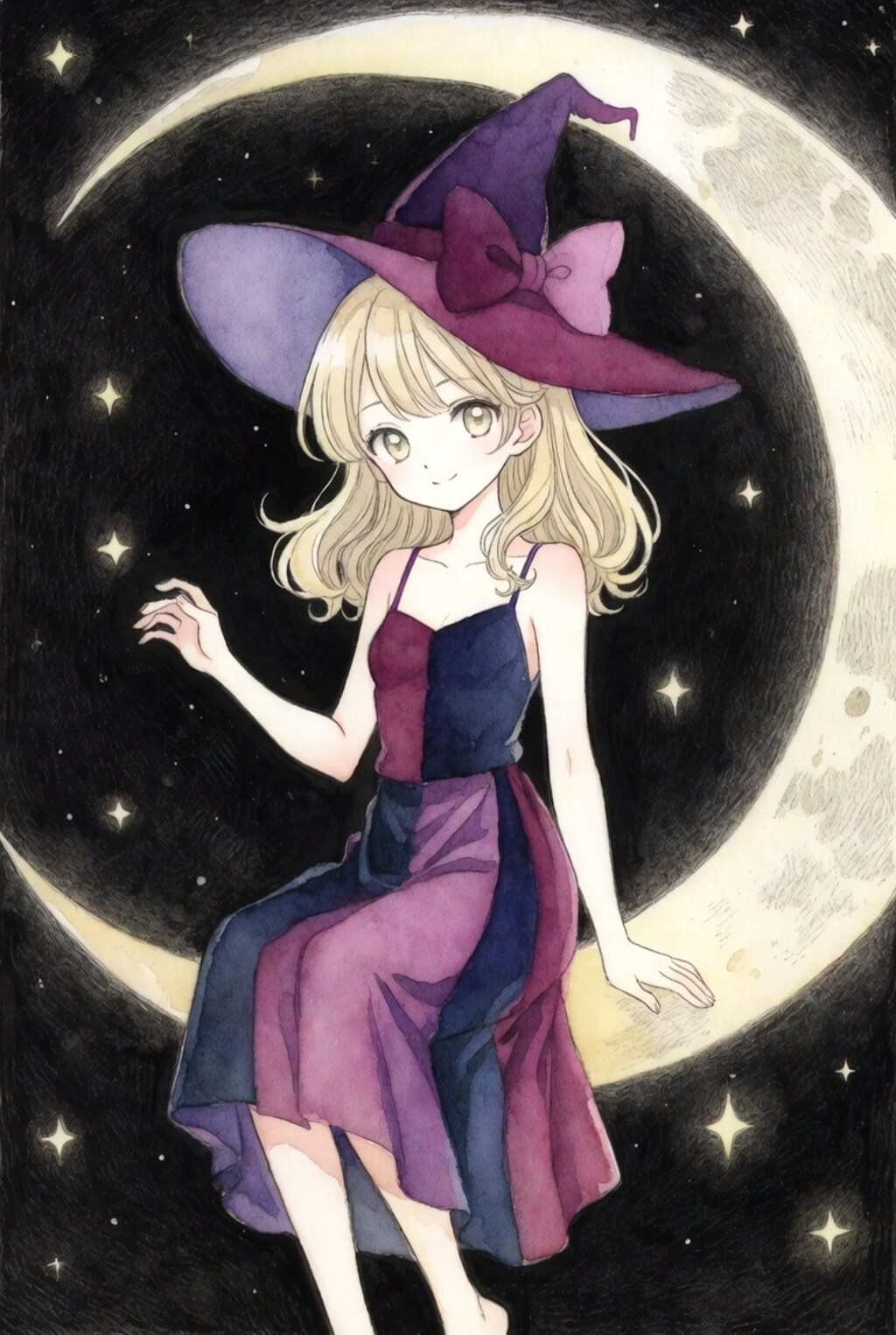 三日月に魔女っ子