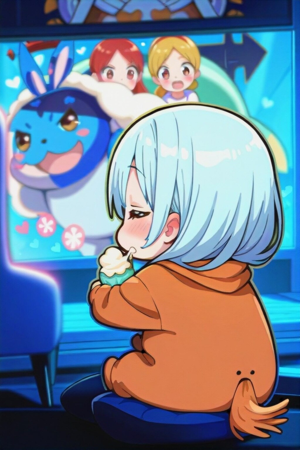 きぐるみの青髪ちゃん