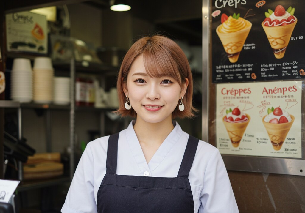 クレープ屋さんの看板娘