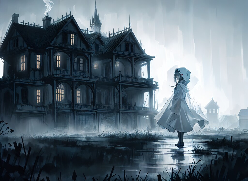 monochome ghost girl