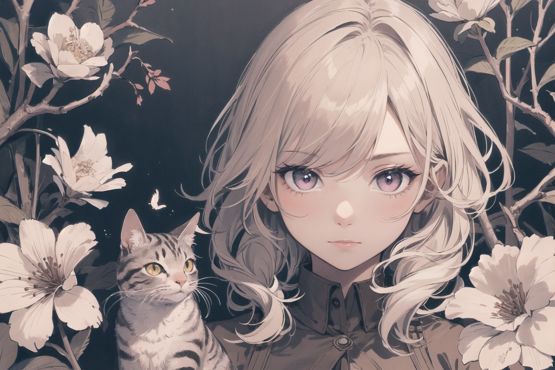 猫とお姉さん(monochrome) : 2023.09.06