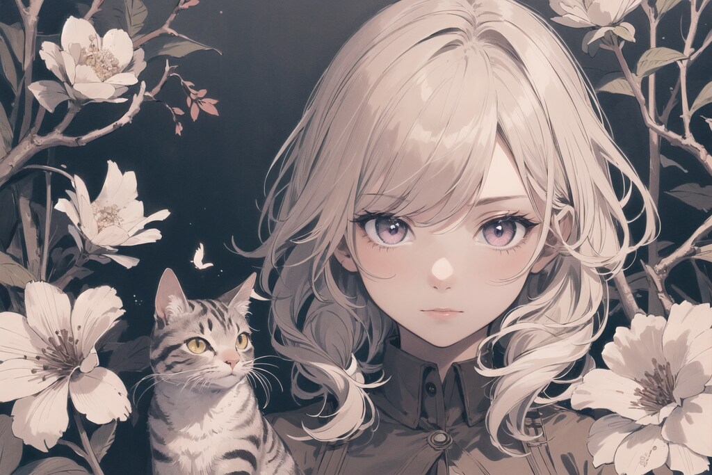 猫とお姉さん(monochrome) : 2023.09.06