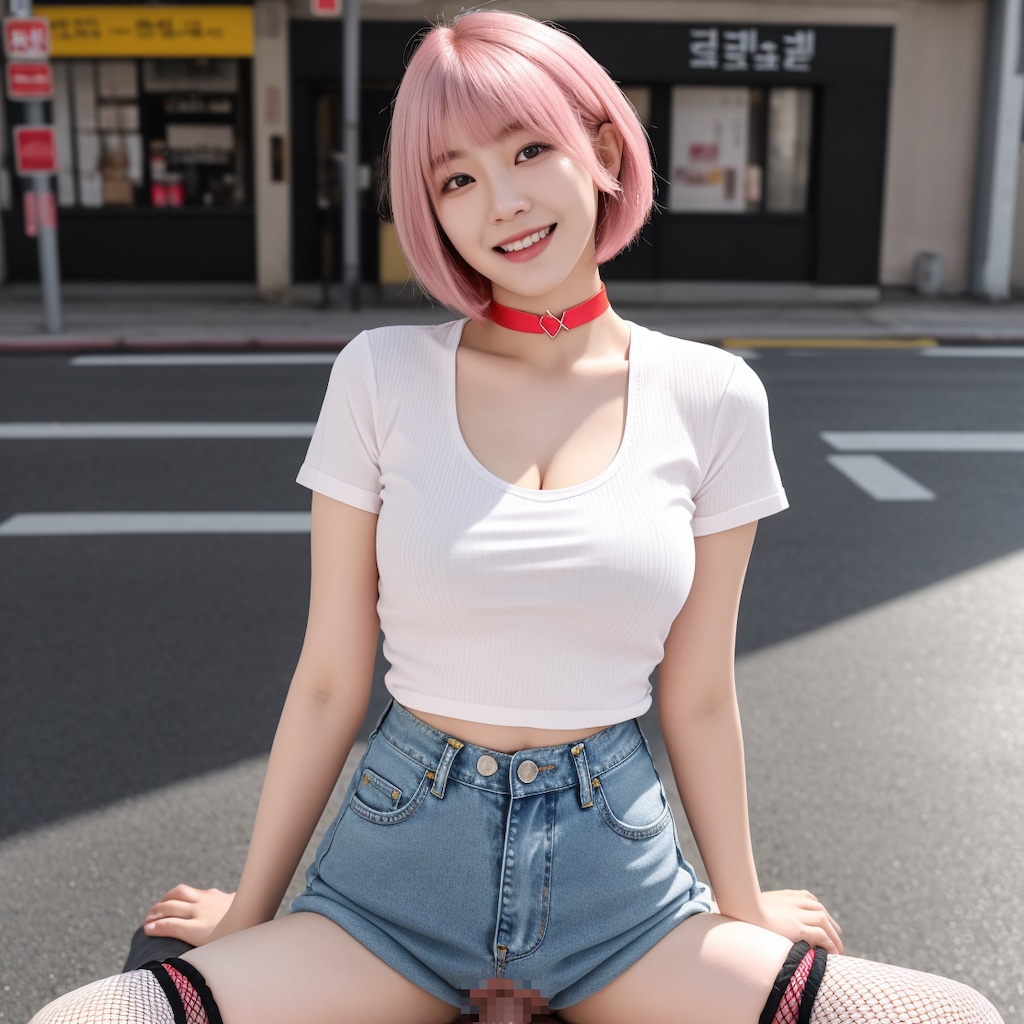 test10_hot pants ピンク髪巨乳(谷間強め)