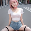 test10_hot pants ピンク髪巨乳(谷間強め) 9枚目