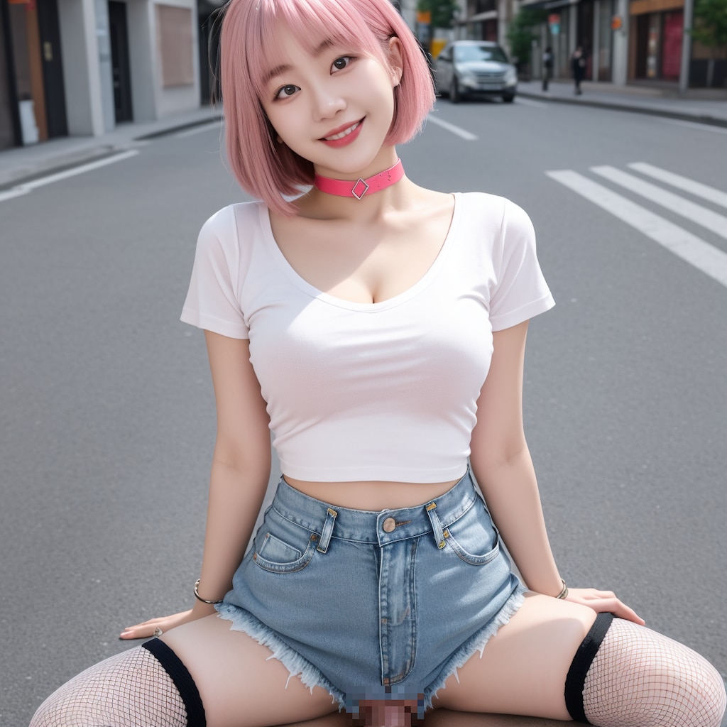 test10_hot pants ピンク髪巨乳(谷間強め)