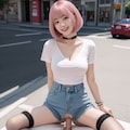 test10_hot pants ピンク髪巨乳(谷間強め) 3枚目