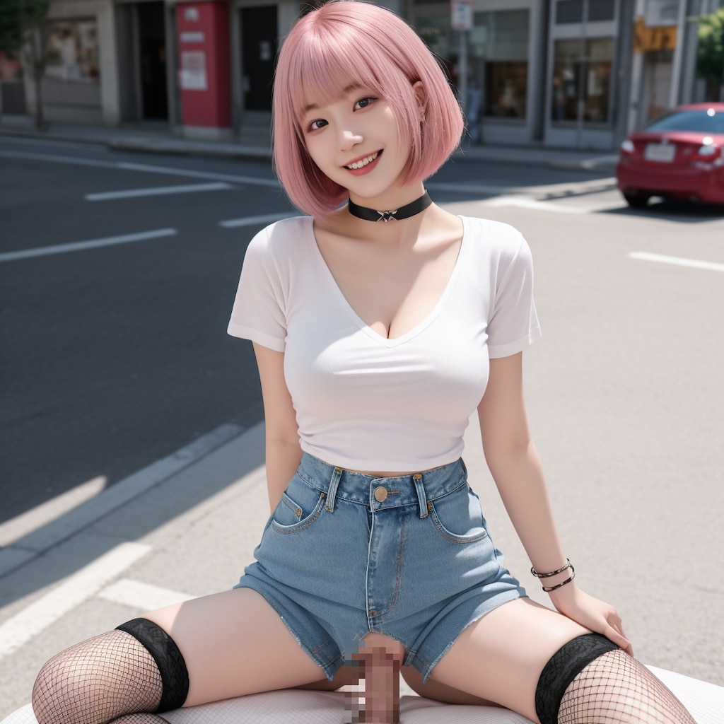 test10_hot pants ピンク髪巨乳(谷間強め)