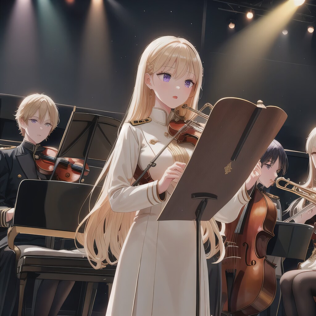 金髪ロングでブラスバンドの少女