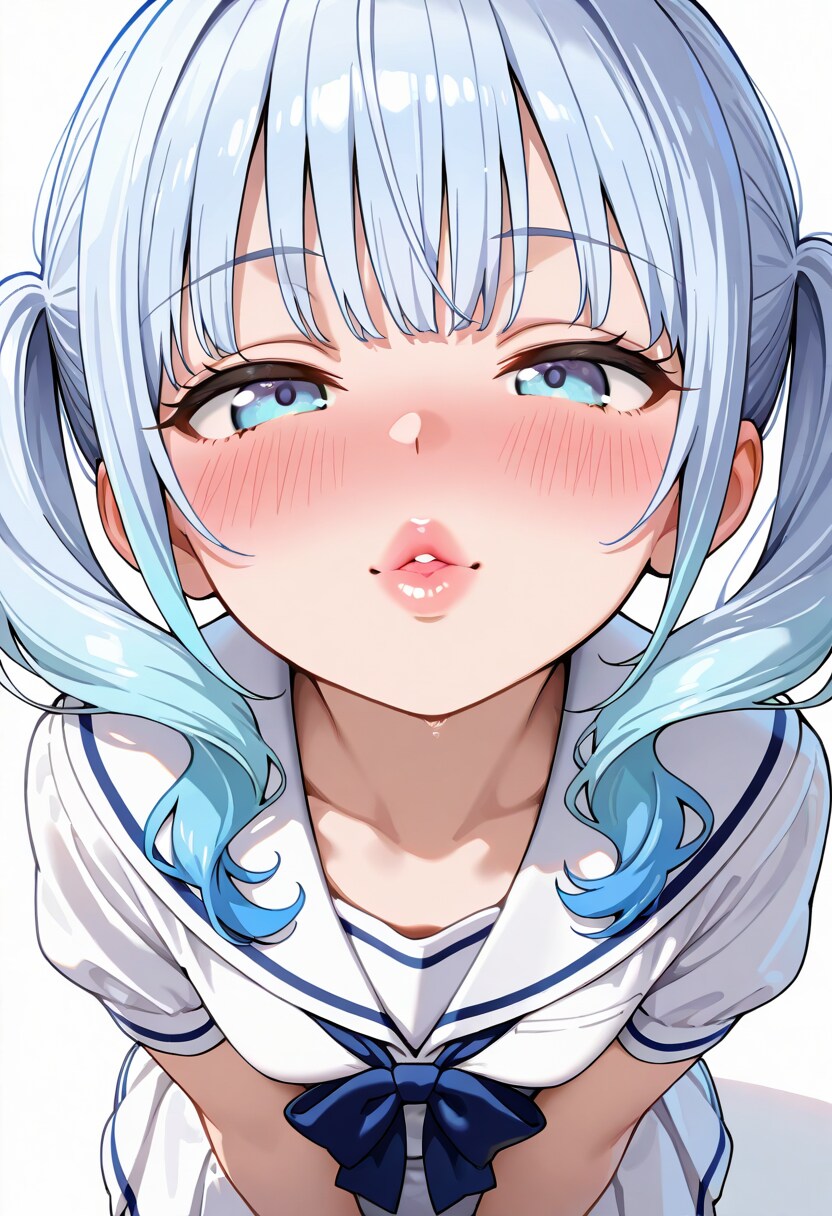 制服美少女のキス顔