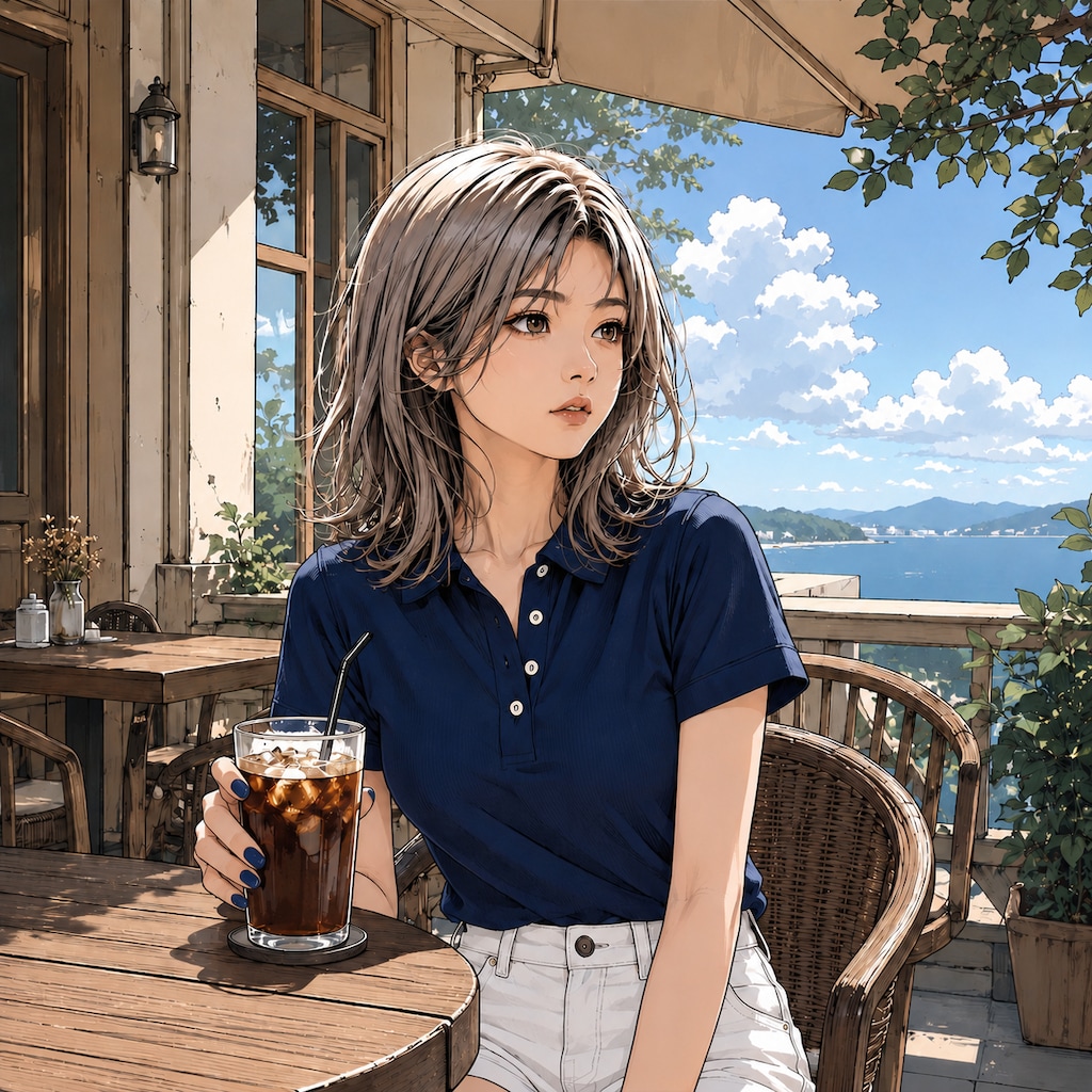 テラスでコーヒー（クールちゃん）