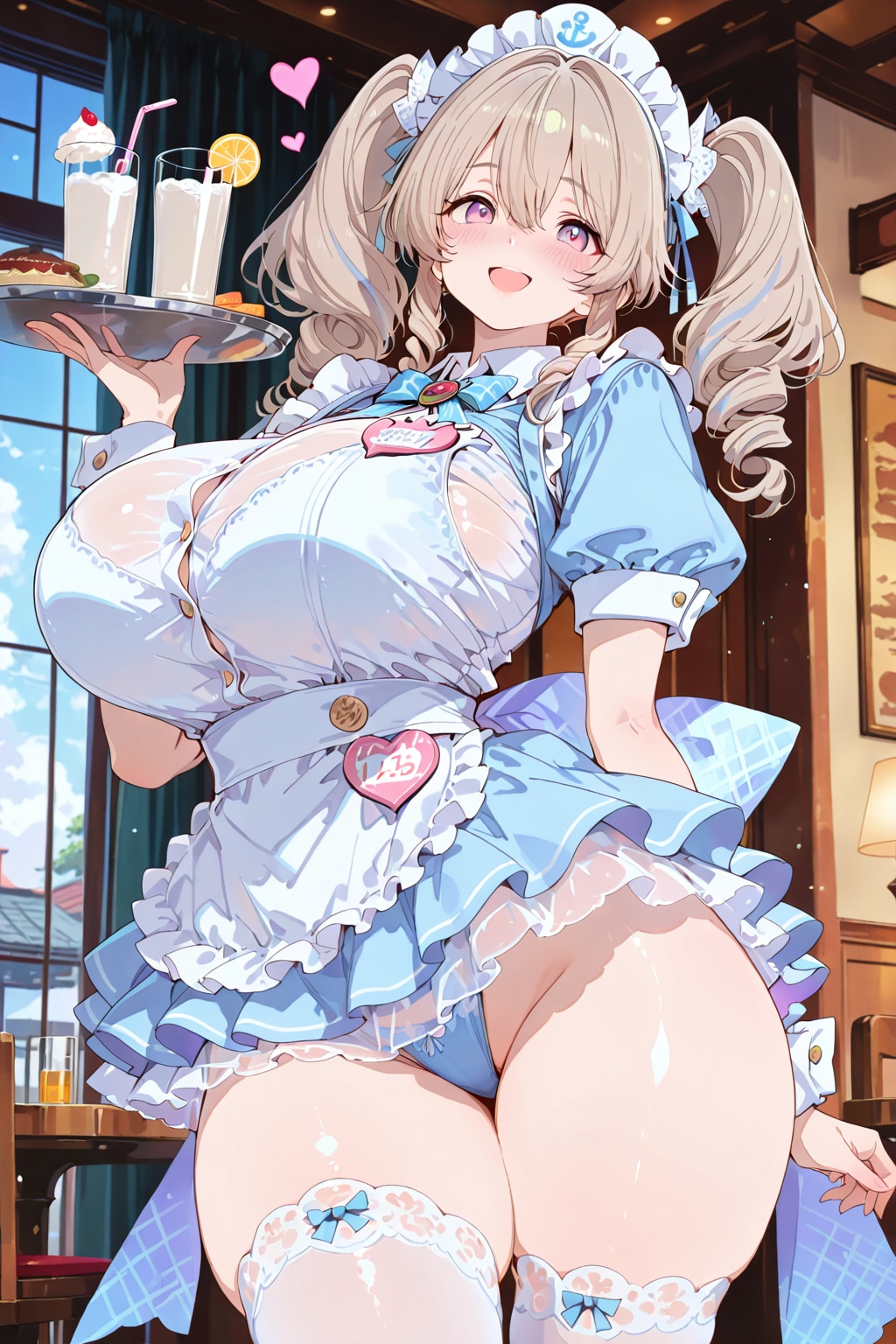 見せパンウェイトレスさん