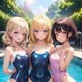 プールの少女達 2枚目