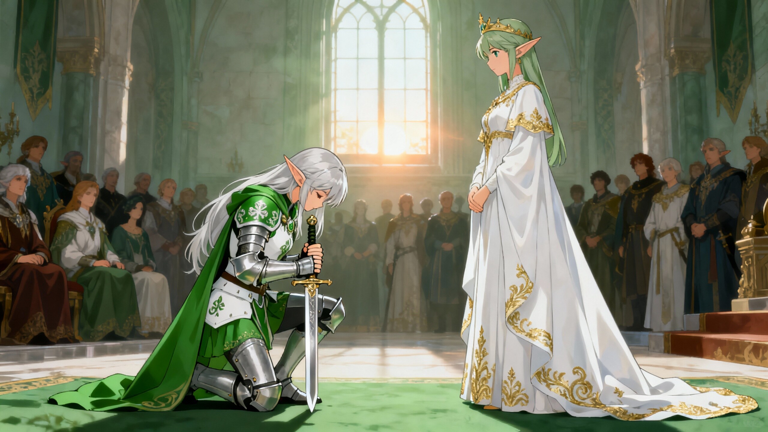 女王陛下に謁見するエルフの騎士　ー#Seedream 試作画像 Ver. 05ー | の人気AIイラスト・グラビア