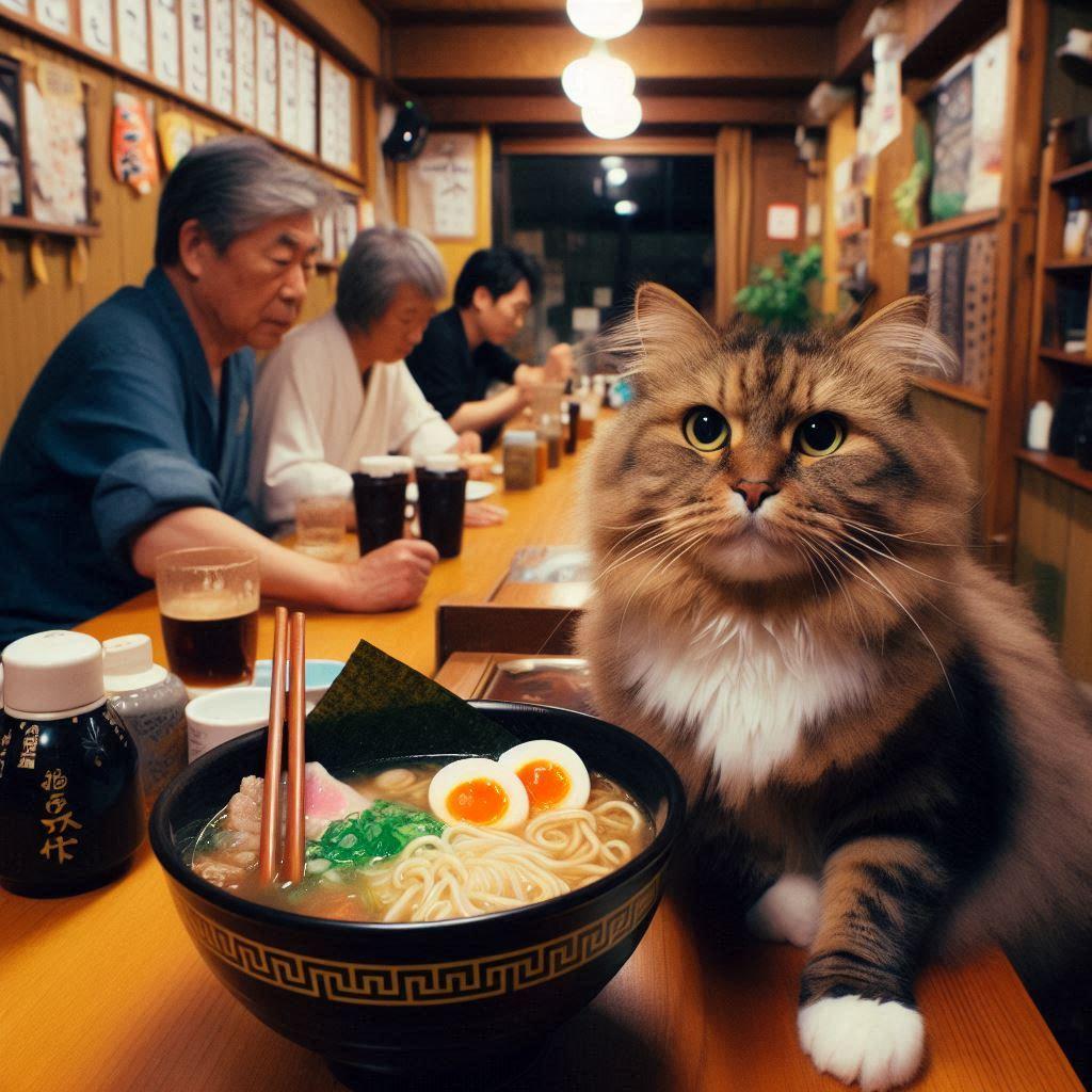 猫が経営するラーメン屋 | の人気AIイラスト・グラビア