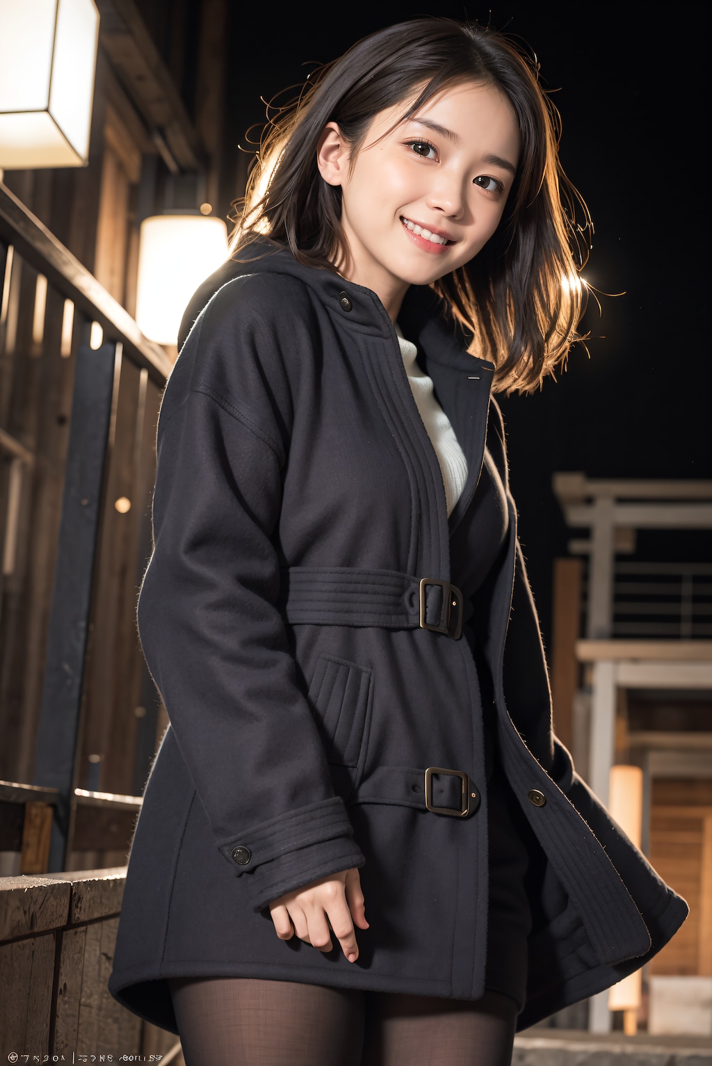 コートとタイツの秋冬コーデ