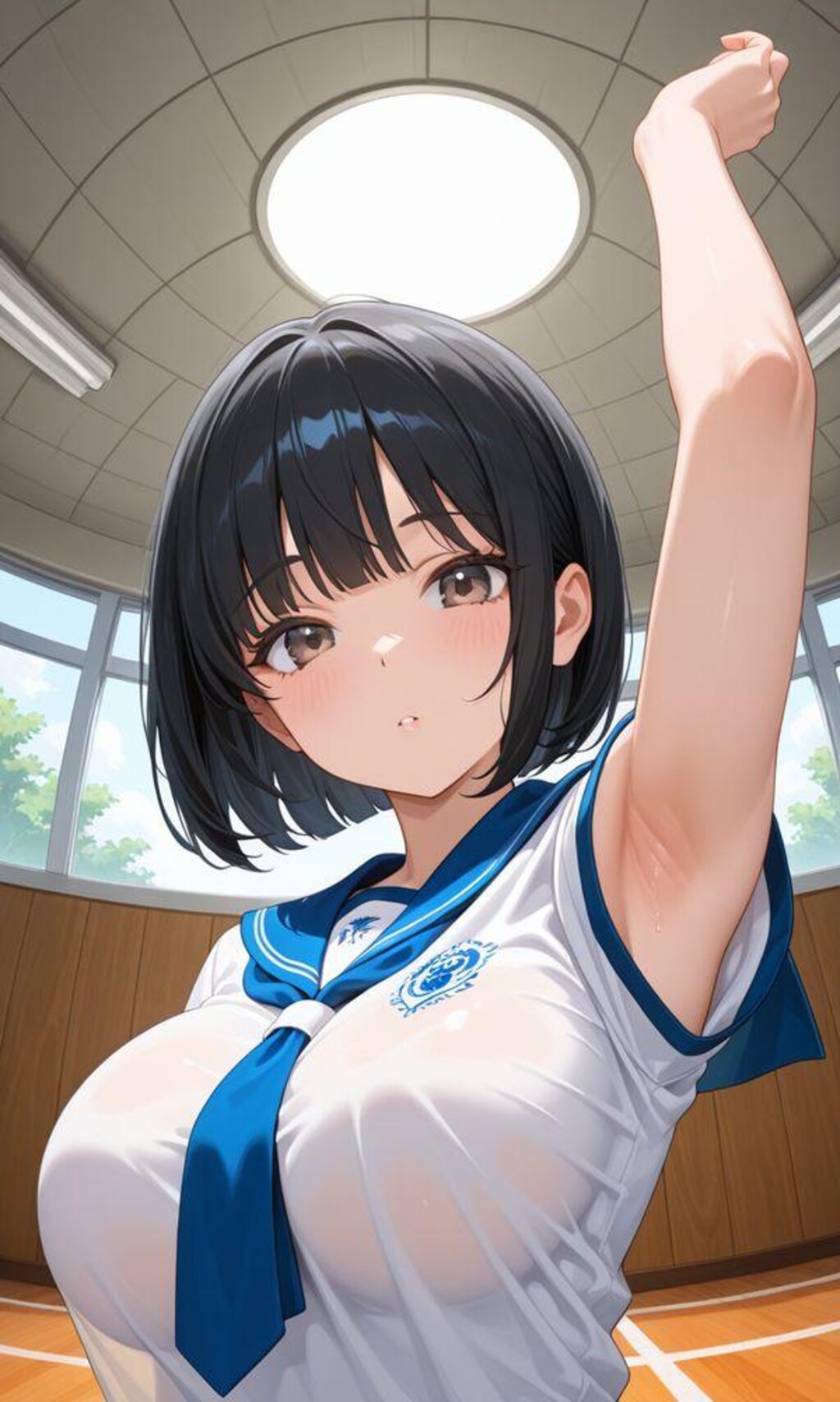 ノーブラ巨乳セーラー服ちゃん